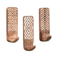 Non-Destructive Wood Wall Hooks - Adhesive Wall Hooks - Boho Decorative Wall Hooks 1
