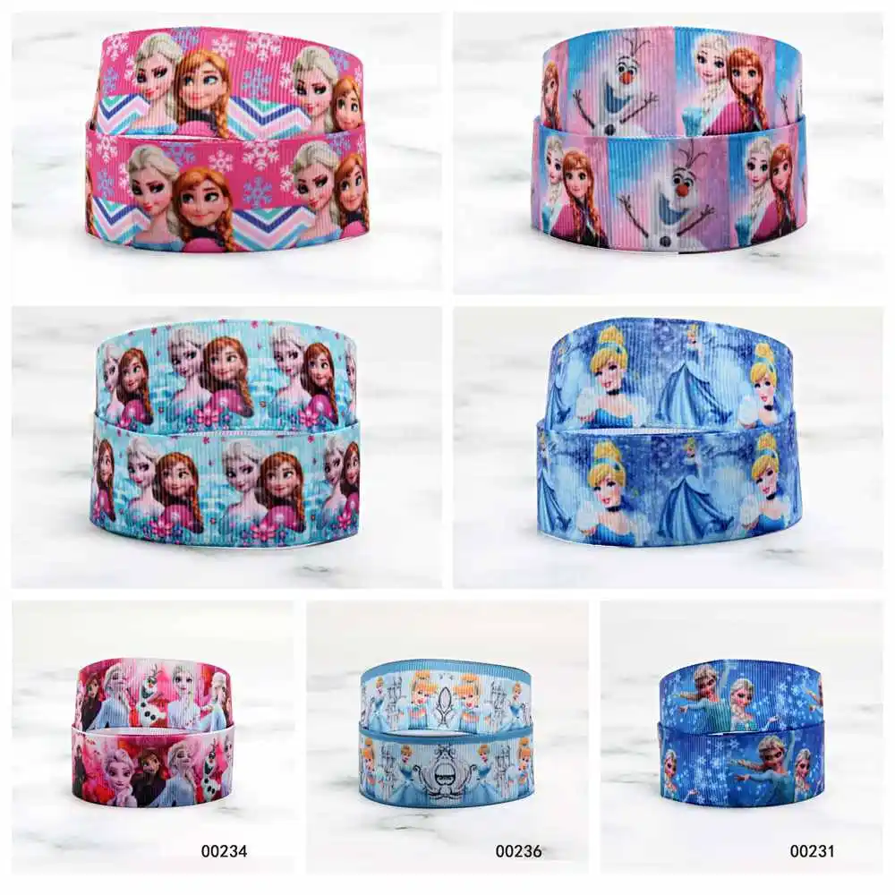 

Disney Frozen Ribbon Grosgrain Printed Cinderella Princess for DIY 25MM 10yards Bows Craft Supplies Decoration