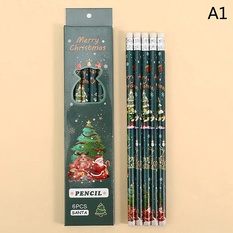 Know me christmas pencils for kids party supplies favors - multicolored  snowman santa claus christmas tree pencils christmas xmas sta