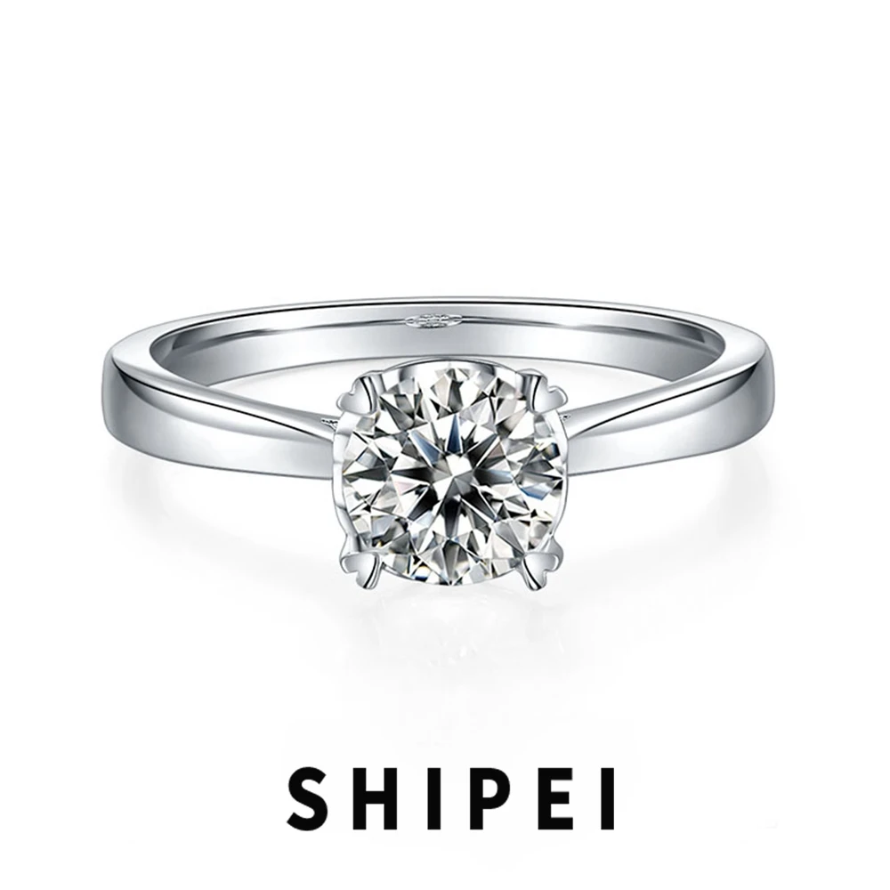 

SHIPEI 6.5MM D Moissanite Diamond Elegant Ring Jewelry For Women Engagement 100% 925 Sterling Silver Anniversary Gift Wholesale