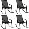 Patio Rocking Chair Set of 4, Outdoor Ergonomic Rockers with Breathable Fabric Seat, Gentle Rocking Function,Sturdy Metal Rocker 1