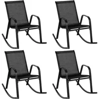 Patio Rocking Chair Set of 4, Outdoor Ergonomic Rockers with Breathable Fabric Seat, Gentle Rocking Function,Sturdy Metal Rocker 1