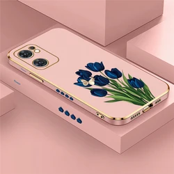 Shockproof Silicone Phone Case with Tulip Flower Butterfly Design for OPPO Reno10 (Pink - TY1233)