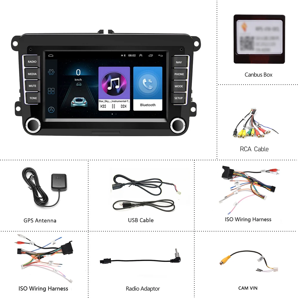Podofo Carplay Android Auto Car Stereo Radio 7" 2 Din Mirror Link Car Multimedia Player FM GPS WIFI For VW/Golf/Passa/Skoda