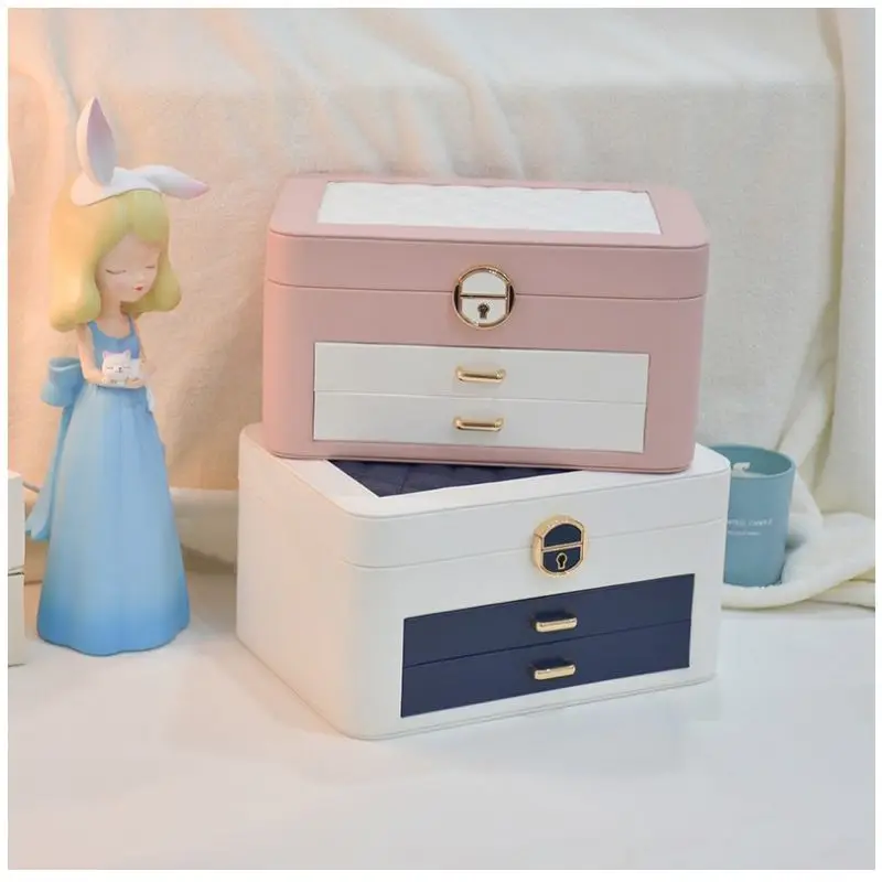 Drawer Jewelry Box Organizer Leather Jewelry Boxes Storage Ring Necklace Bracelet Earrings Separators Display Accessories Gift