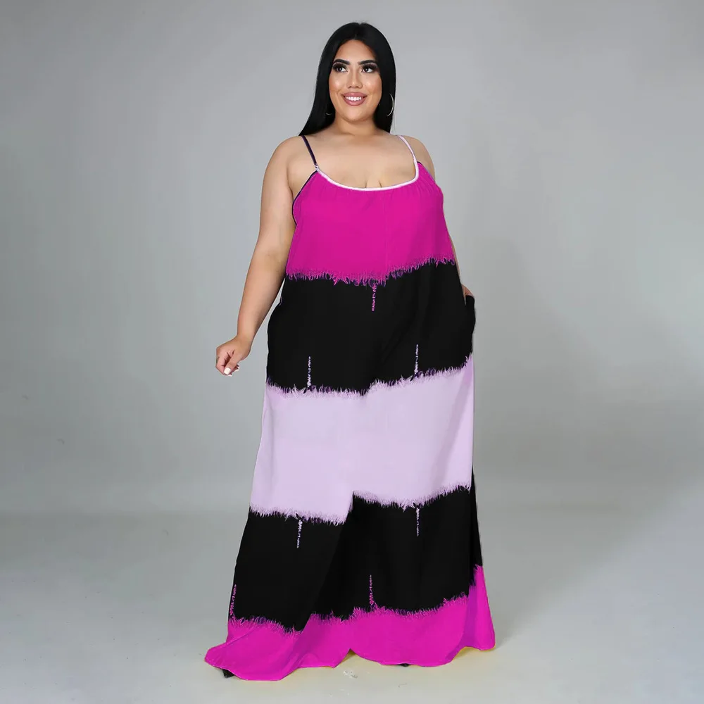 2023 Spring Women Loose Party Dress Female Sleeveless Patchwork Fashion Elegant Cloth Casual Luxury Gown Plus Size Evening Dress