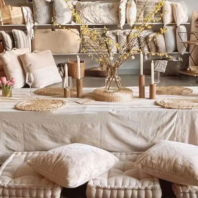 Nappe de ménage de Style crème française, fêtes de mariage, nappes de cuisine de vacances, nappes beiges à Texture douce plissée 2