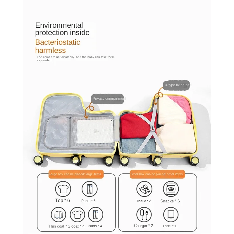 18/20 Inch Children's Ride-on Luggage Girls And Boys Boardable Small Travel Suitcase Trolley Case For Kids_voghion.com