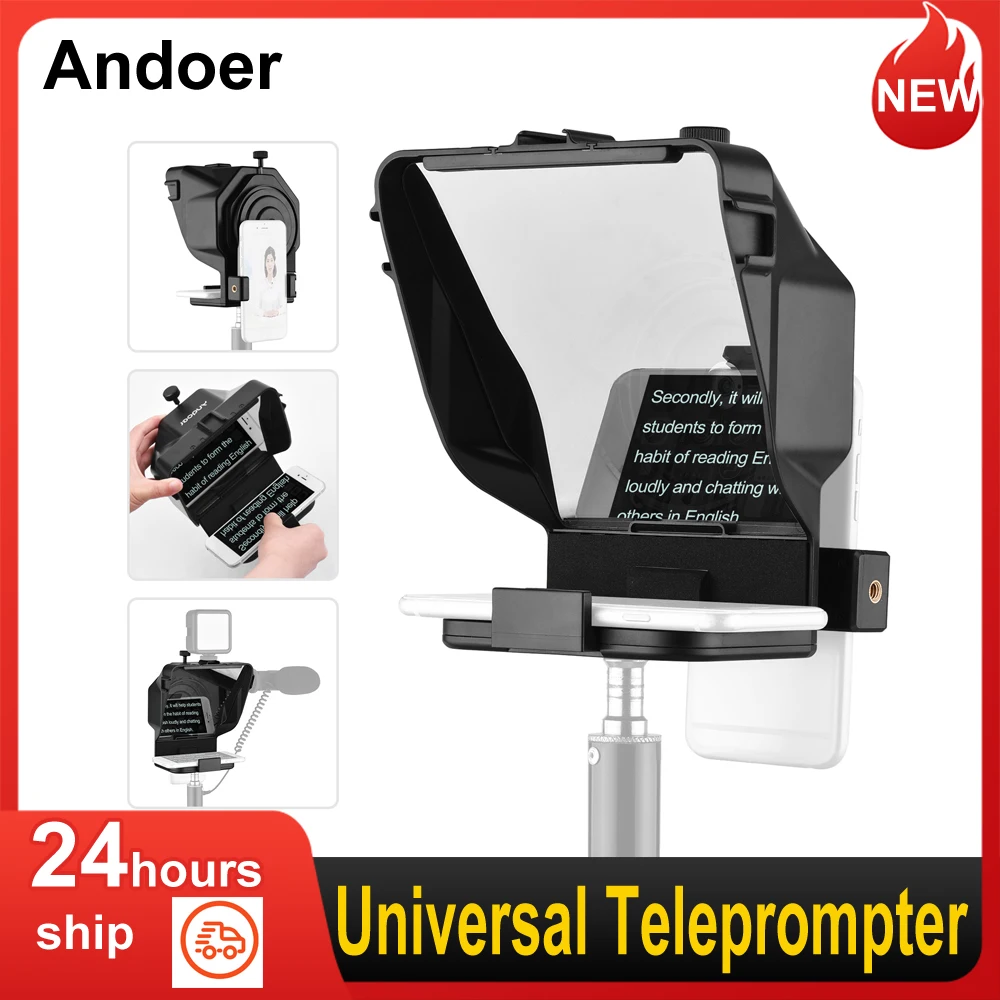 Andoer Portable Smartphone Teleprompter Prompter with Phone Holder
