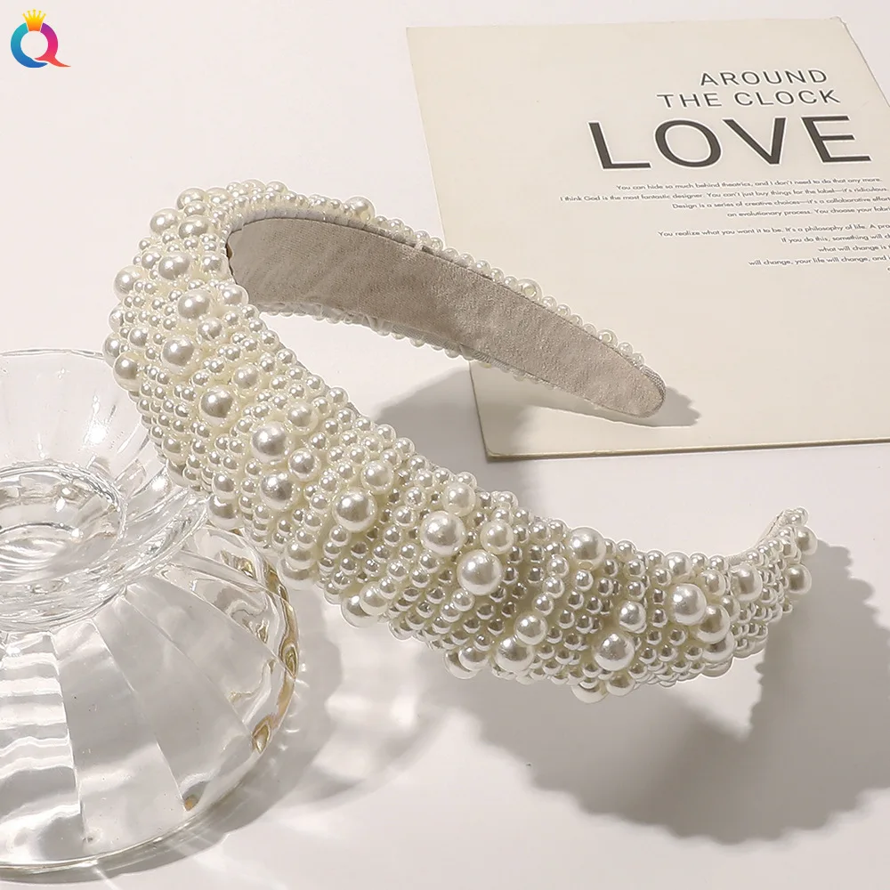 Bandeau De Fête Large Avec Perles Et Cristaux