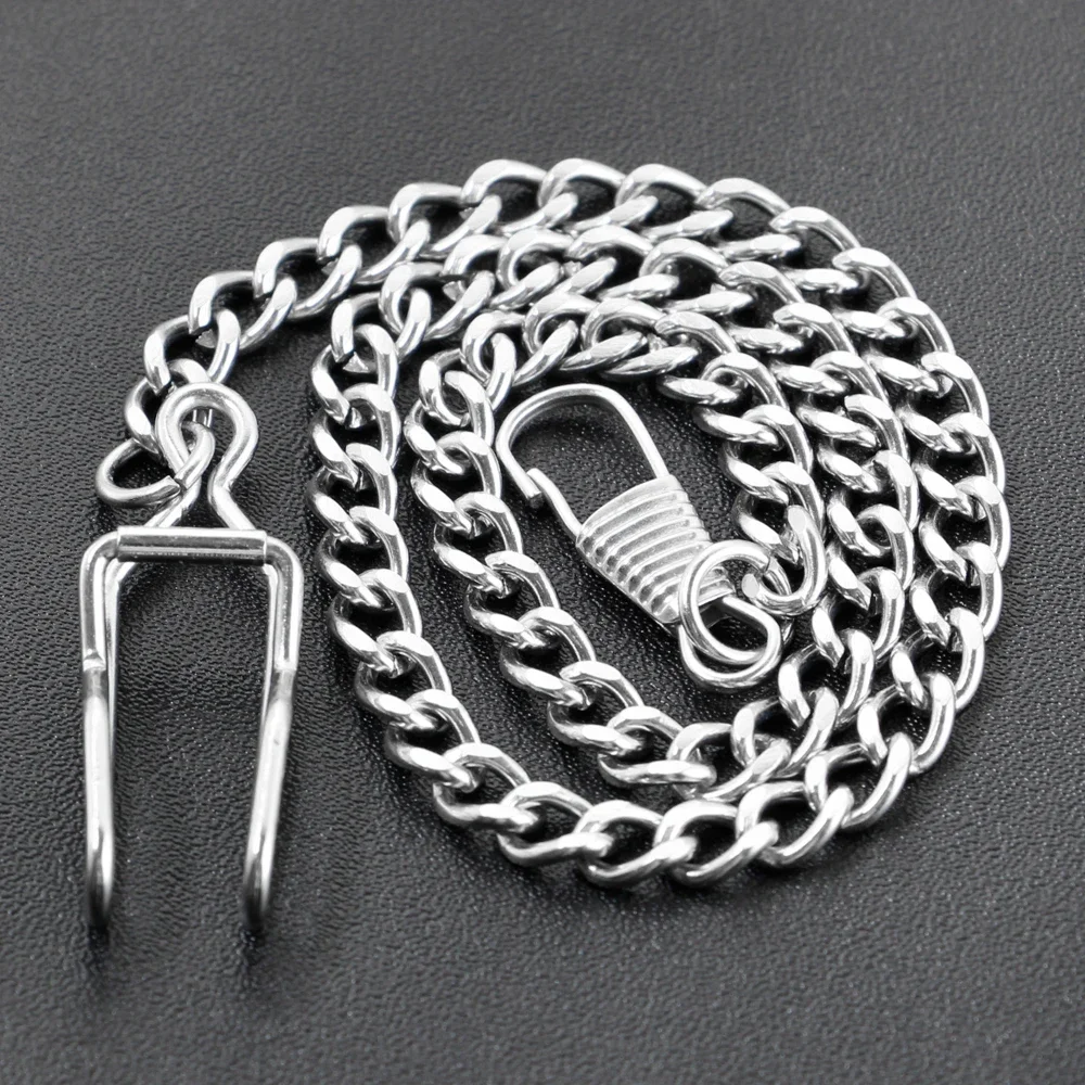 Silver Pocket Watch Chain 37.5cm All Stainless Steel Chain Vintage Antique Necklace Men's Women Accessories pocket watch chain