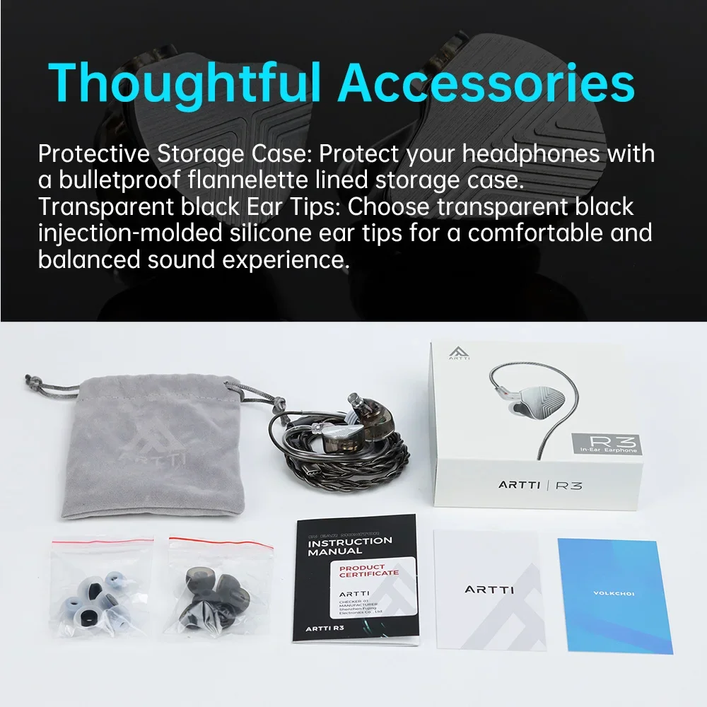 ARTTI R3 In-ear Earphone 10mm Beryllium-plated Dynamic Driver Monitor HIFI Earphone, Detachable 0.78 2pin/Type-c Connector Cable 6