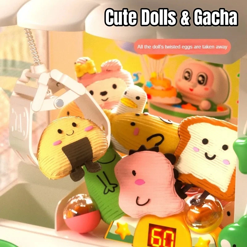 Kids Mini Claw Machine Toys DIY Cartoon Rabbit Coin Operated Play Games Prizes Doll Vending Machines Children Birthday Gifts 5