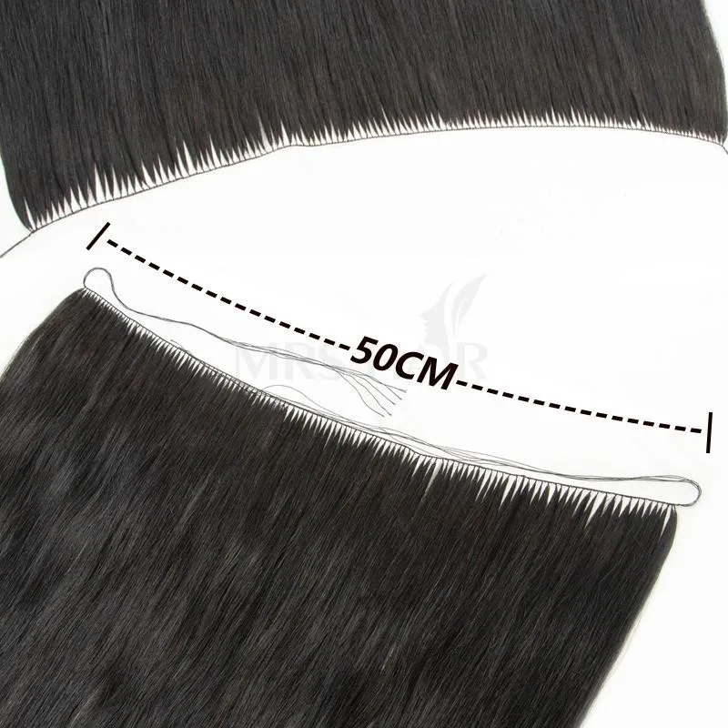 Feather Hair Bundles Extensions Natural Fish Line Human Hair Non-Remy Invisible Micro rings Hair Extension Weft 100g 140strands