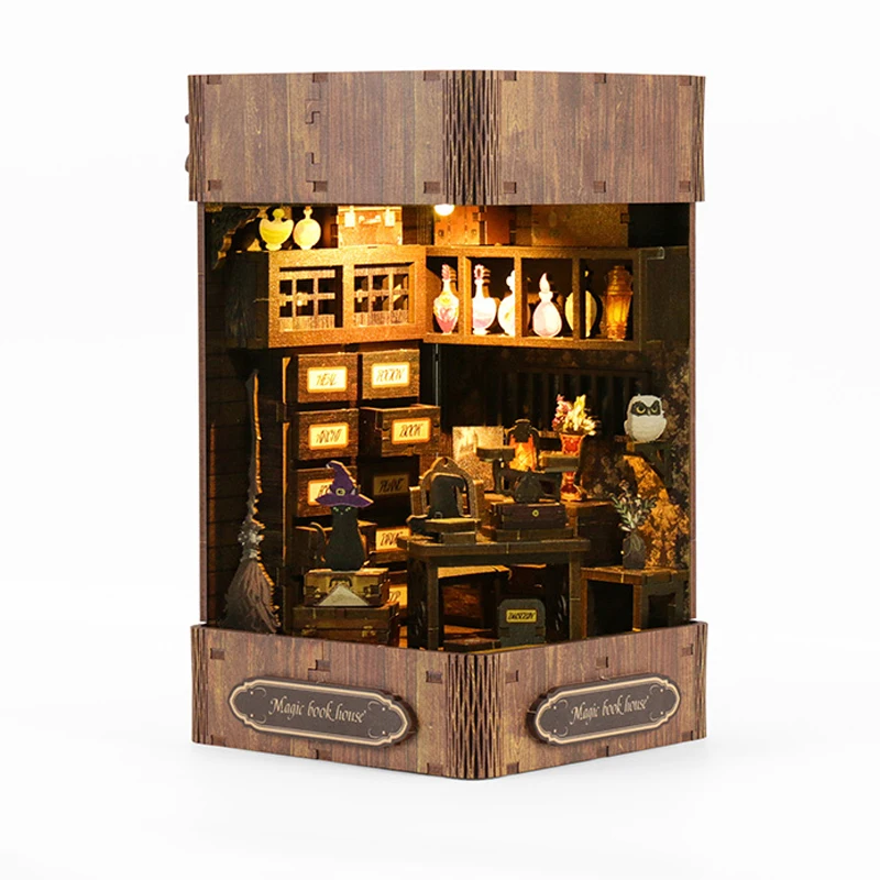 DIY Wooden Miniature Model Kit Magic Book House Casa Doll Houses 3D Puzzle Dollhouse With Furniture Home Decor for Friends Gifts 3