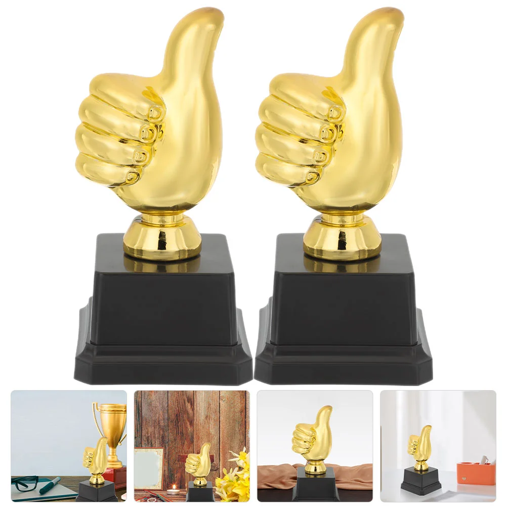 

2 Pcs Thumbs up Trophy Award for Kids Toy Model Football Plastic Small Child Gift