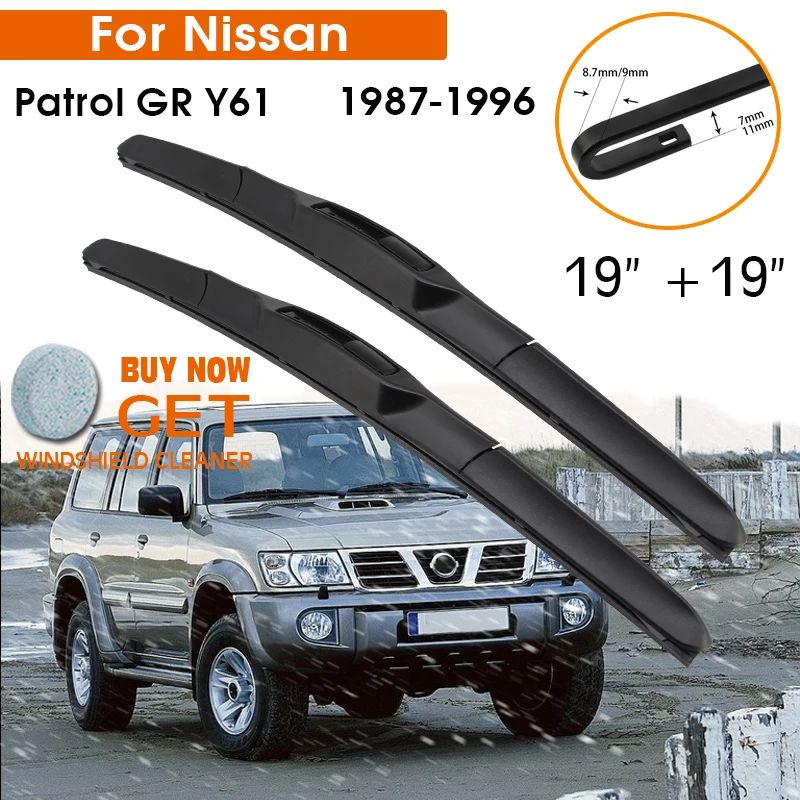 

Car Wiper Blade For Nissan Patrol GR Y61 1987-1996 Windshield Rubber Silicon Refill Front Window Wiper 19"+19" Accessories