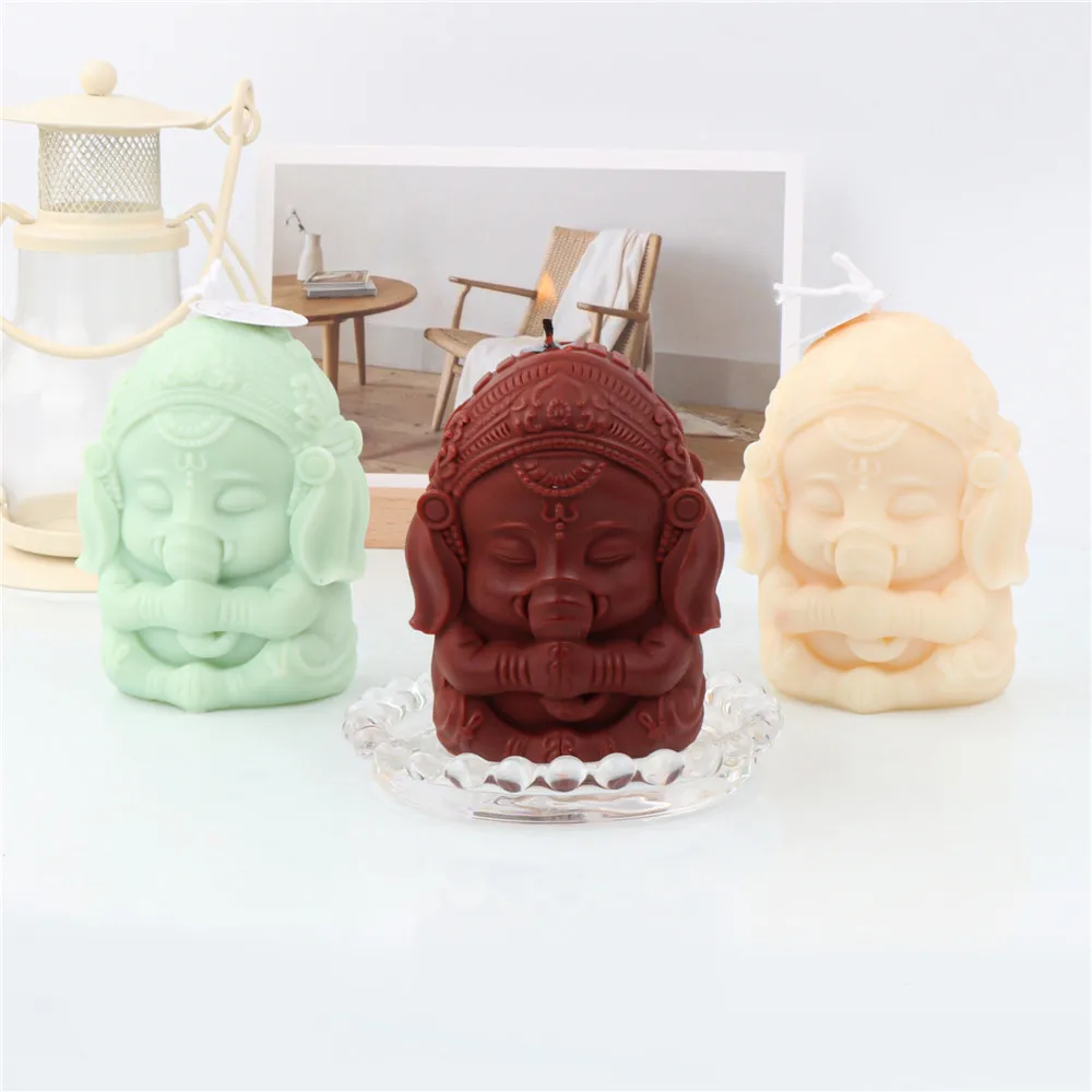

3D Ganesh Silicone Candle Mould Ganesha Mold for Soap Cake Decorating Resin Epoxy Crafts Gyspum Statue Molds Home Decor