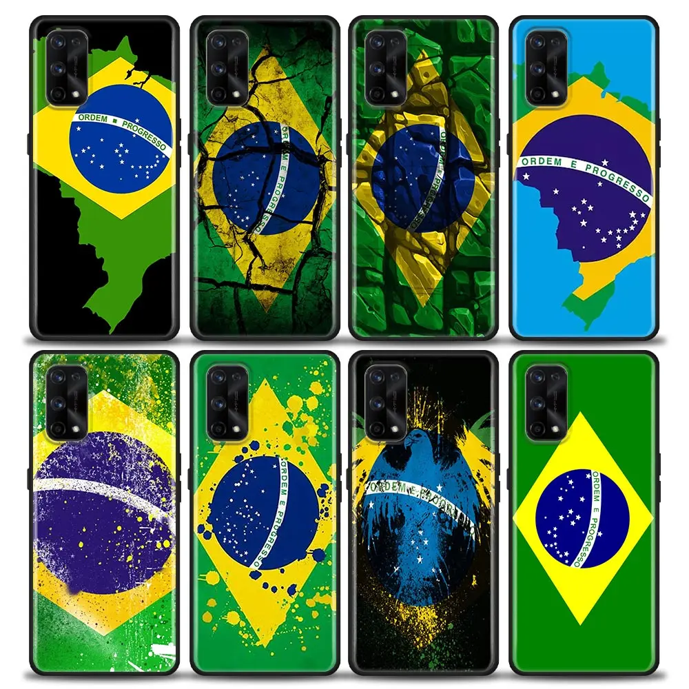 Custodia Funda Coque Per Oppo Realme X50 X7 Xt X 10 9 9I 8 8I 7 5 Pro Plus 5G Custodia Per Telefono Shell Carcasa Cover Flag Of Brazil Football