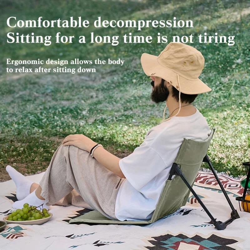 1pc Outdoor Camping Lightweight Comfortable Folding Chair Park Leisure Beach Chair Portable Single Lazy Chair Back Chair