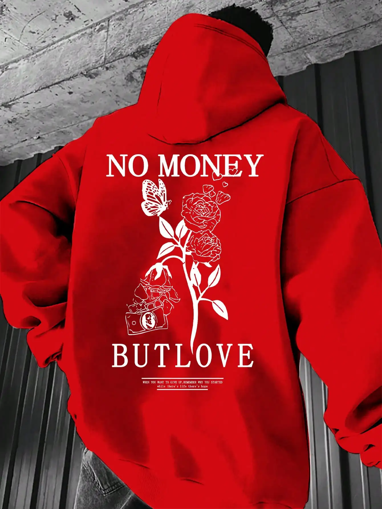 2024 New loose men's floral letter print hooded fleece sweatshirt spring and autumn comfortable and versatile pullover S-3XL 4