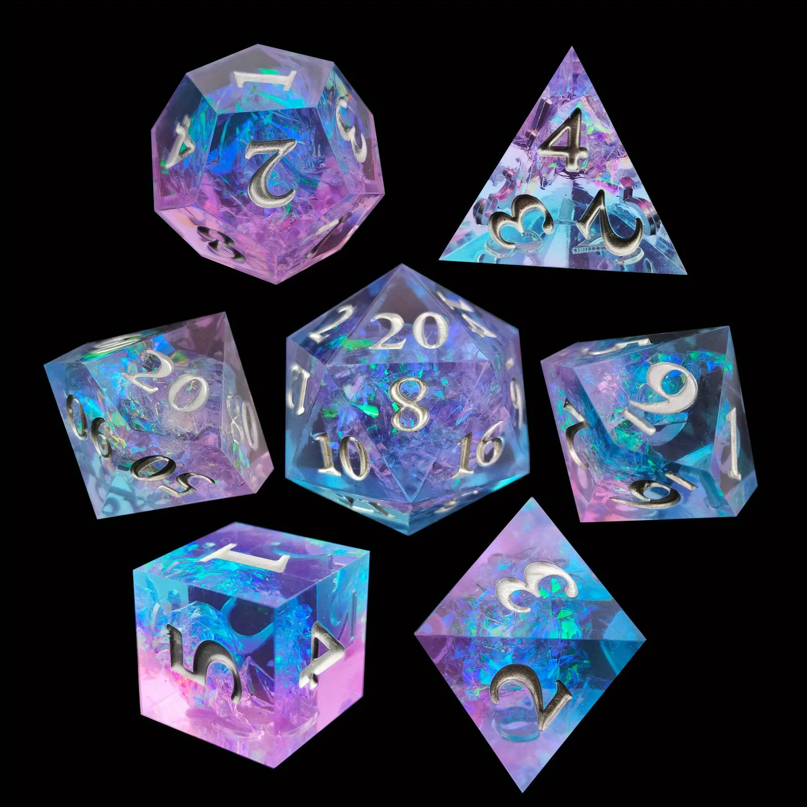 

New Board Games Digital Dice Polyhedral Figures Rpg Dnd Sharp Miniatures Edge D4 D6 D8 D10 Colored Set Pink Transparent Blue