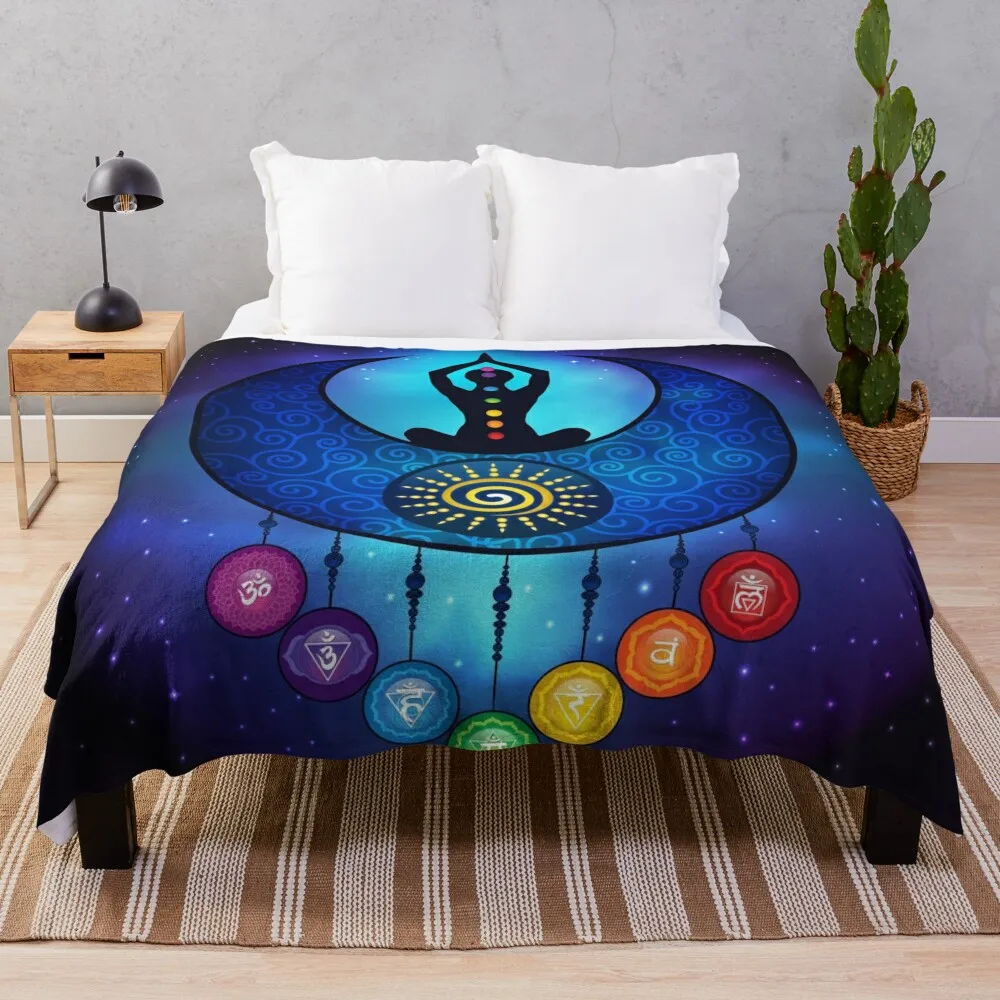 

7 Chakra Female Moon & Sun - 59 Universe Throw Blanket wednesday For Baby Luxury Thicken Vintage Blankets