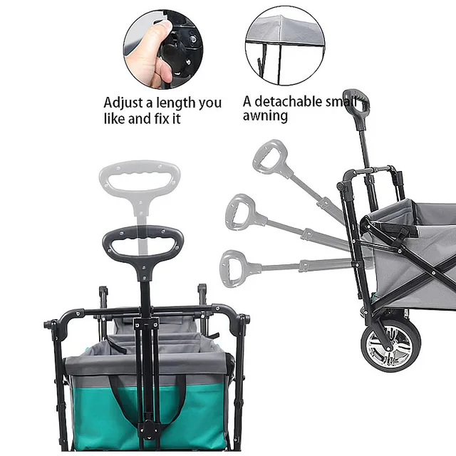 Világítson Fel 7In Kerékcsukló Kocsi 220,5 Kapacitás Állítható Fogantyúval Húzza Az Oxford Ruhát, Összecsukható Kültéri Kerti - Image 3