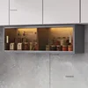 Luxury Glass Wall Mounted Cabinets Designer Kitchen Furniture Aluminum Alloy Storage Cabinet Home Bedroom Display Locker q 2