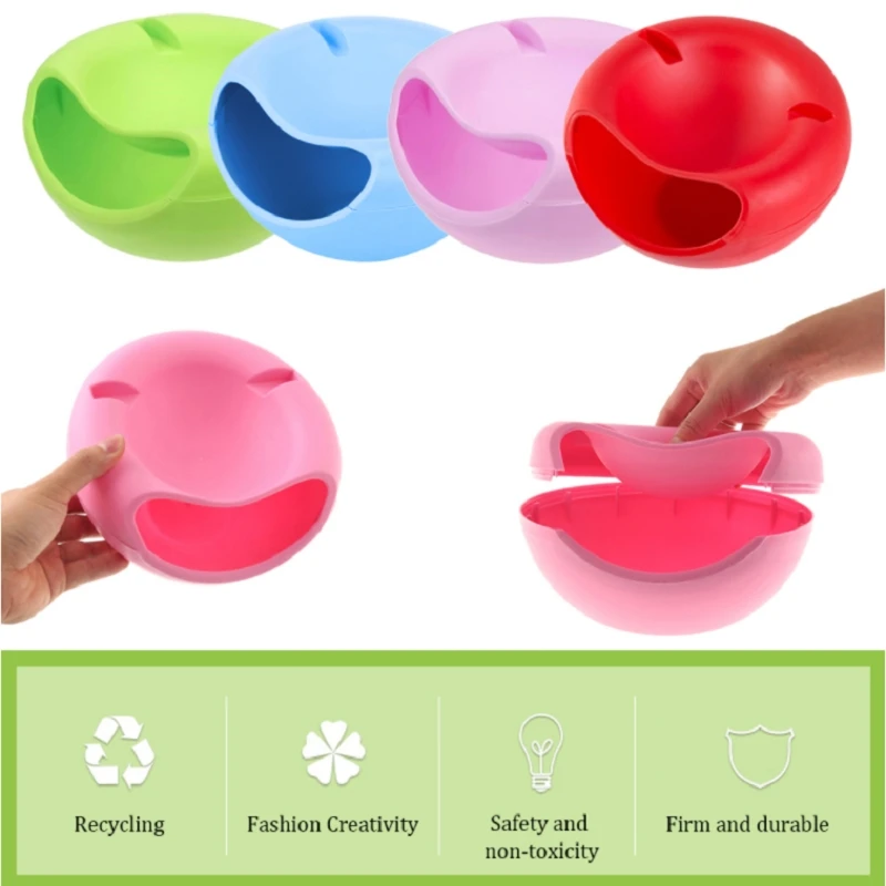 1 PCS Modern Living Room Creative Shape Lazy Snack Bowl Plastic Double Layers Lazy Fruit Plate Bowl with Cellphone Holder Slot