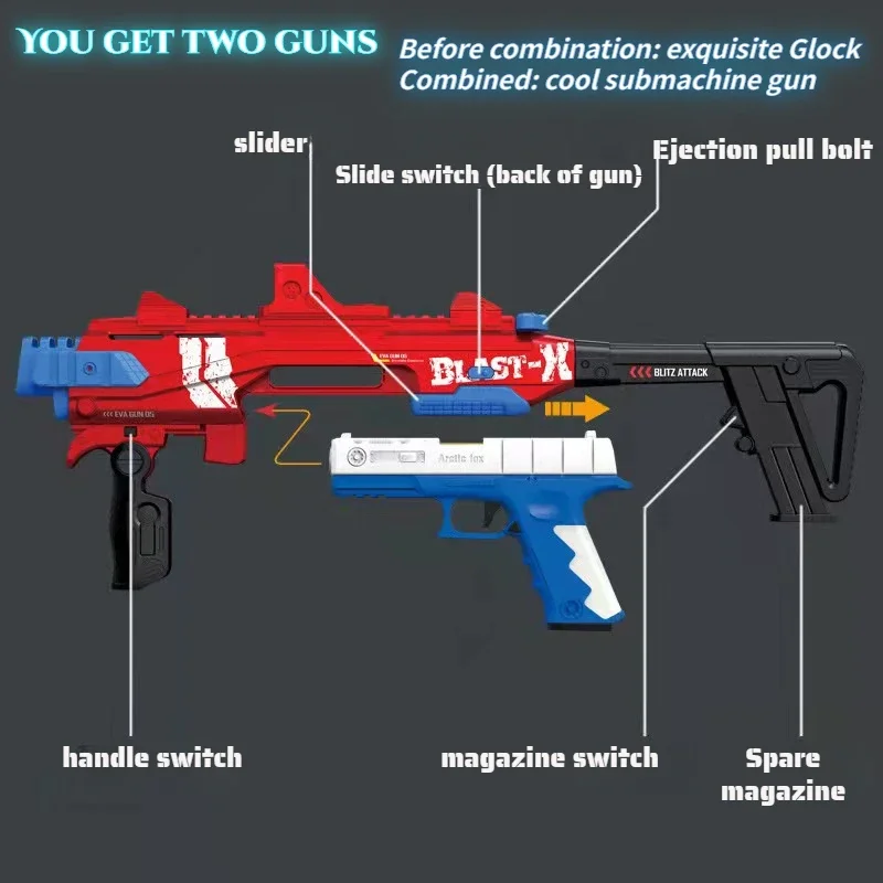 New Glock Toy Gun Foam Dart Bullet Shell Ejection Shock, 44 OFF