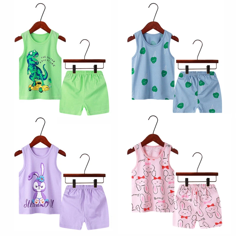 Kids Pajamas Set Cartoon Dinosaur Baby Boy Girl Clothes Summer Childrens Sleepwear Pyjamas Pijamas Set 2 3 4 5 6 8 Years pajama sets couple	