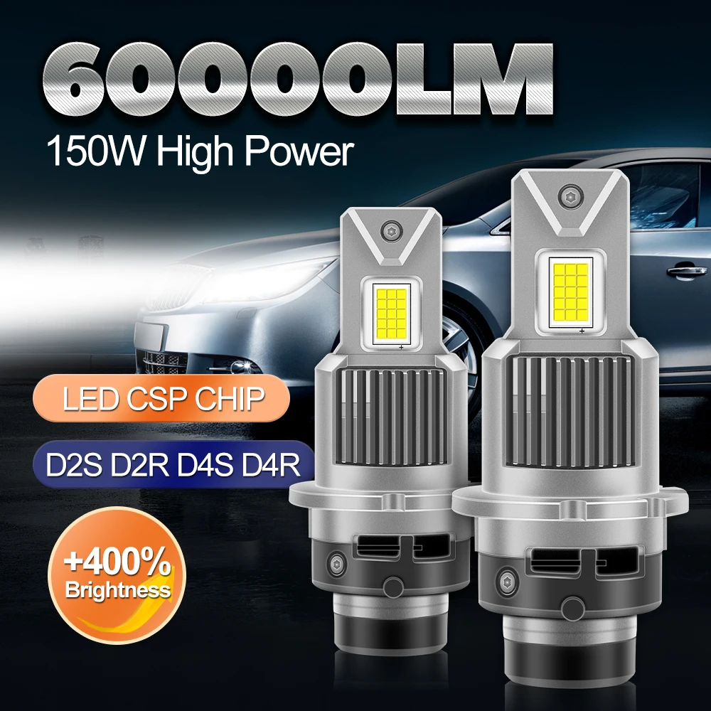 

D2S D4S LED Headlamps D1S D3S Car Headlight Bulbs D1R D3R HID Xenon Light 60000LM 150W 6000K Plug&Play Turbo Auto Fog Lamp 12V