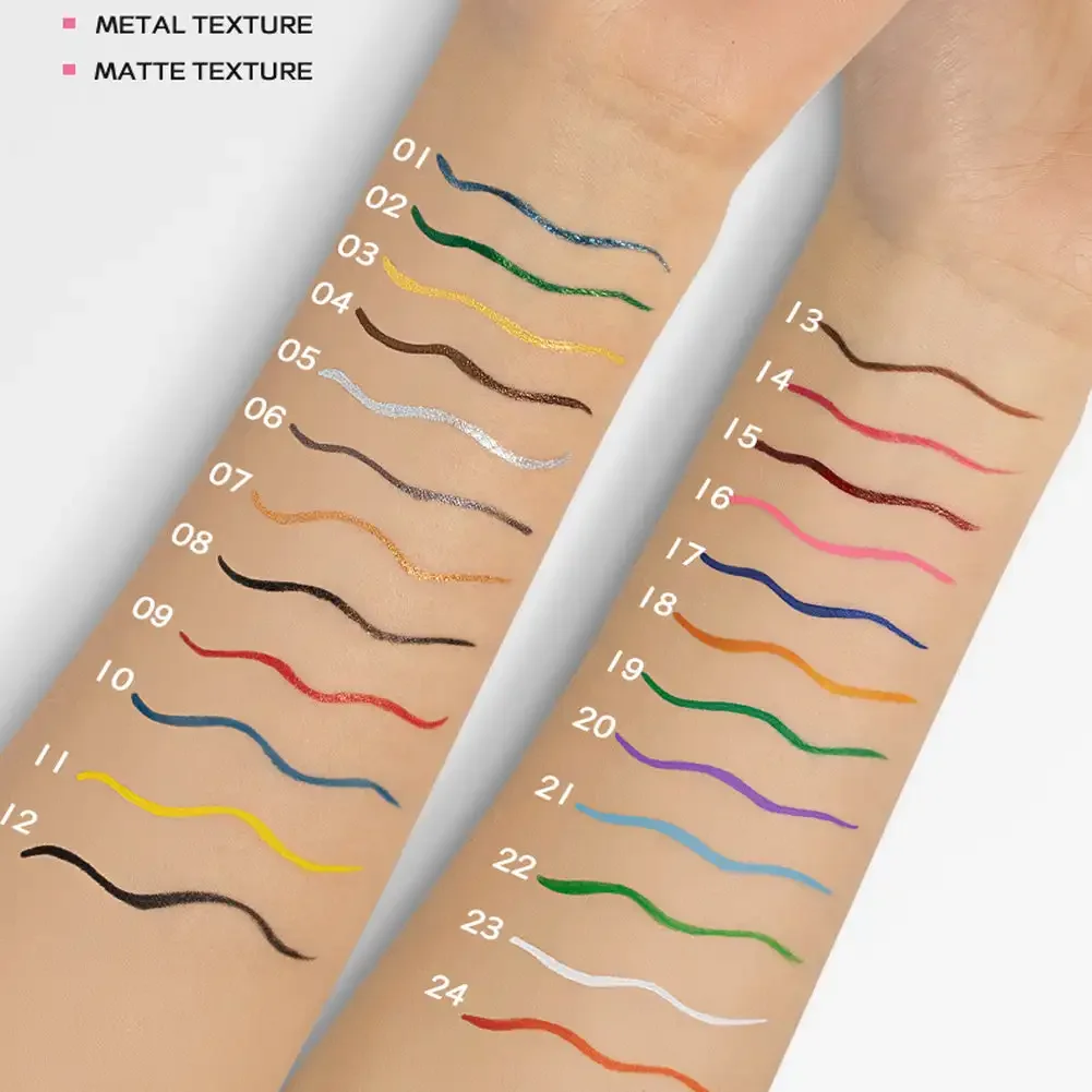 24 Colors Colorful Liquid Eyeliner Cement Gray Waterproof Long-Lasting Quick-Dry No Blooming Blue Purple Eye Liner Pen Cosmetics 5