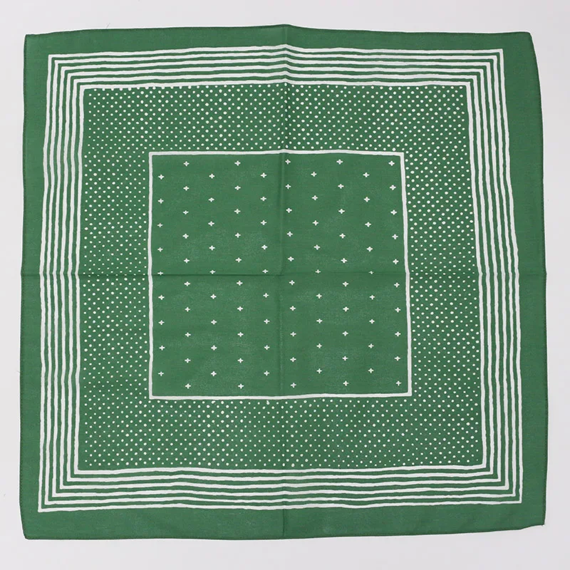 Printed Scarf Green Dark Navy Dots Bandanna Cotton Women/Girl Headband Men Pocket Square Scarf Headwear Headscarves Hair Bands