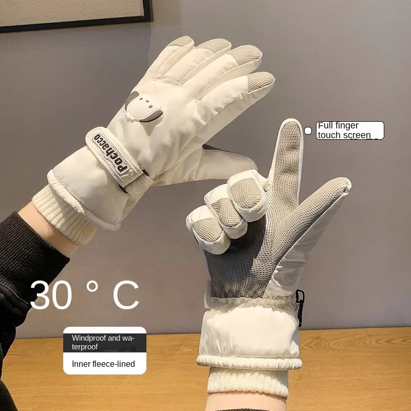 Winter Ski Gloves Women's Outdoor Biking Mountain Climbing Sports Waterproof Warm with Velvet Thickened Protection Gloves 3
