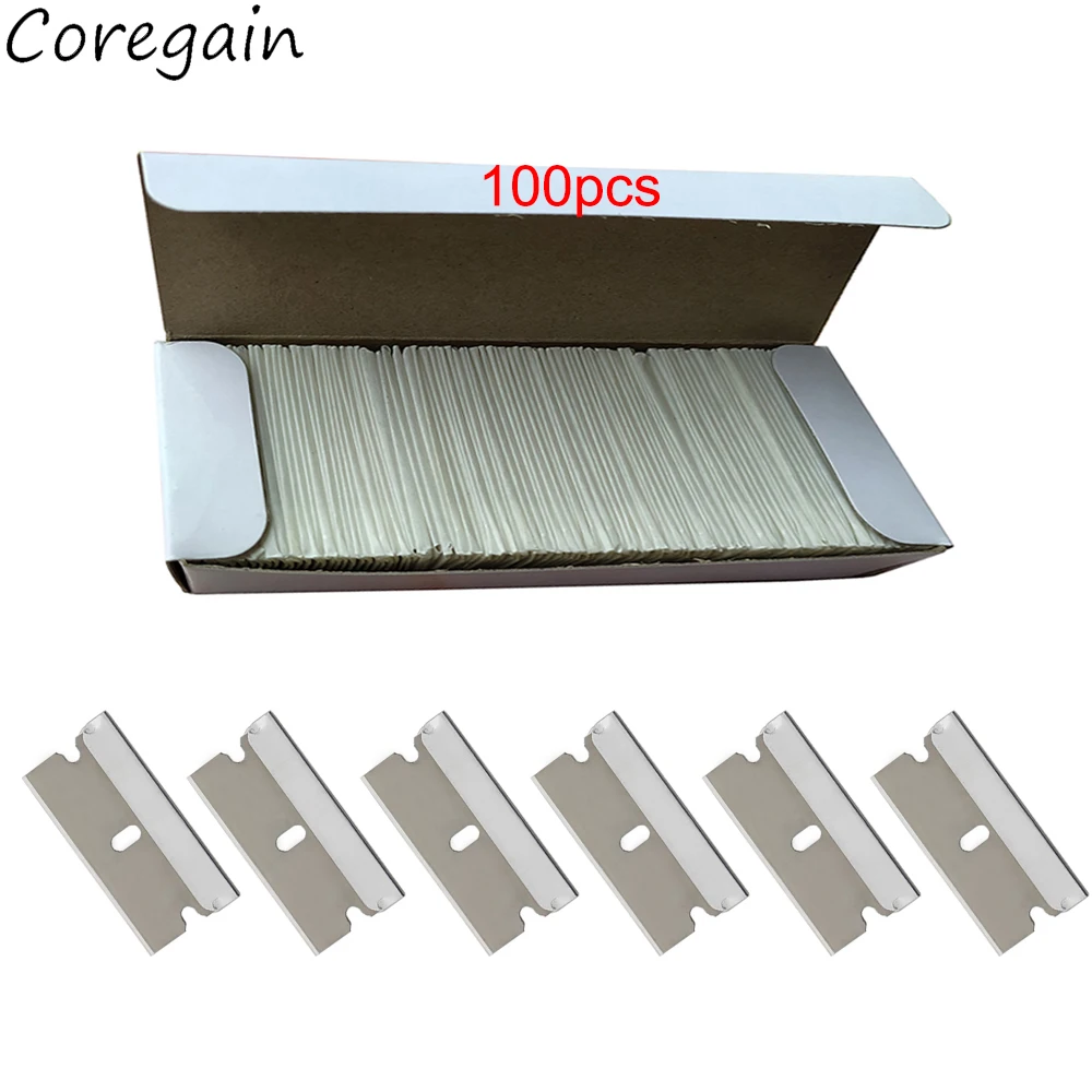 Razor Scraper Blades Plastic Blade Replacement 100pcs for Car Sticker Remover Decals Window Glass Clean Scraper Glue Remover razor blade scraper razor blade scrapers glue removal scraper