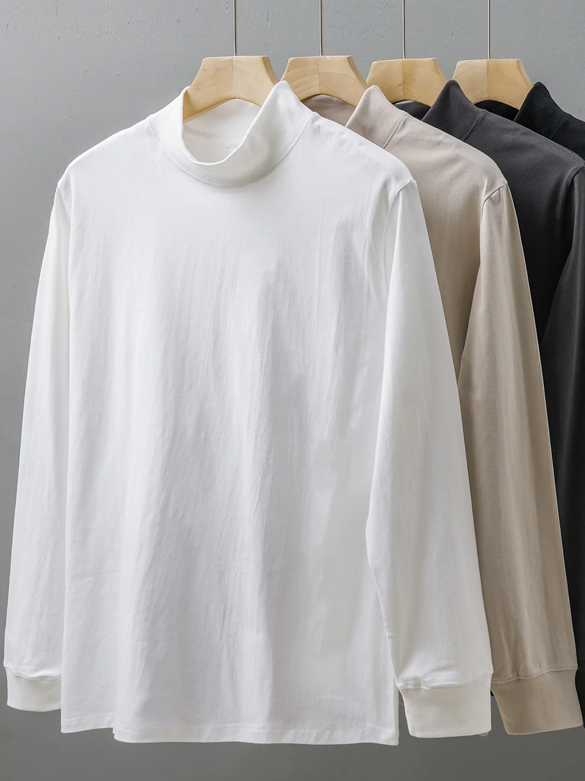 Dukeen Heavyweight Men's Half-Turtleneck Long-Sleeve Cotton Shirt