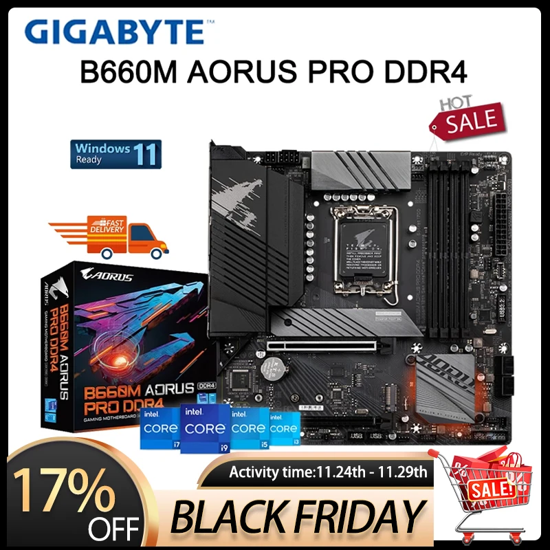 

Материнская плата GIGABYTE B660M AORUS PRO DDR4, материнская плата B660 DDR4 PCI-E 4,0 M.2 128G с поддержкой разъема 12 Gen LGA 1700, игровая материнская плата