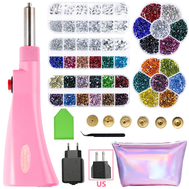 Hot Sale 2000pcs-9600Pcs/Box DMC Hot Fix Rhinestone Hotfix Applicator with  7 Tips Crystal Glass Rhinestone Iron-on Wand Strass