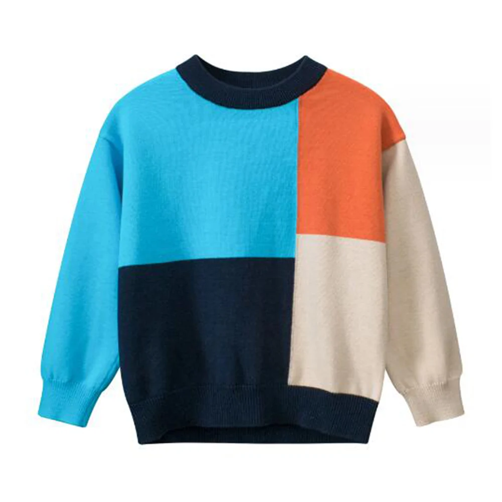 

Toddler Boy Knit Sweater Patchwork Fashion Spring Autumn Winter Pullover Kids Christmas Clothes Free Shipping