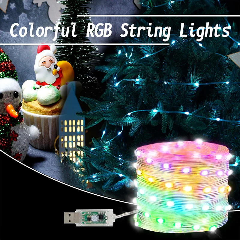 

10M Led USB Powered String Fairy Colorful Light Bulb Mini Decoraion Lamp Outdoor for Chiristmas Tree Wedding Party Garden house