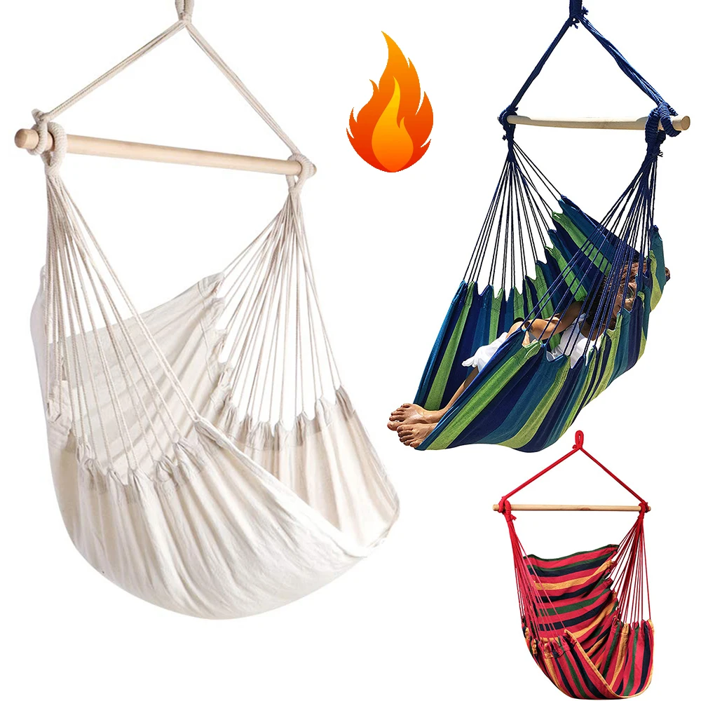Tassels Hammock Garden Patio White Cotton Swing Chair Bedroom Romantic Indoor Outdoor Hanging Bed Beach Hammocks Chair 3