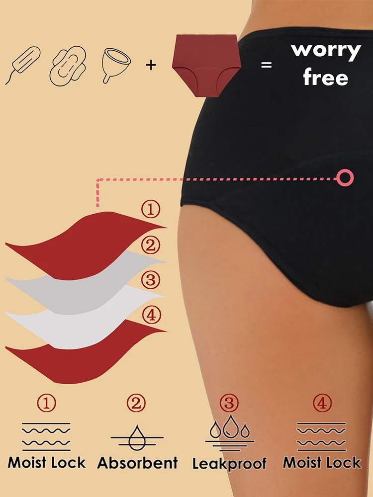 1Pcs Sexy Leak Proof Menstrual Panties Physiological Pants High Waist Women Underwear Period Comfortable Waterproof Briefs 4