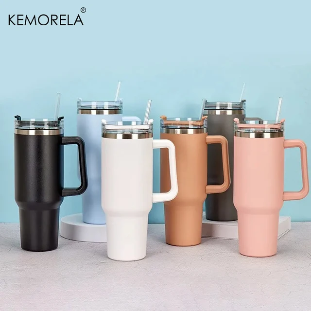 1200ML 304 bouteille d'eau isolée en acier inoxydable café chaud tasse de voiture tasse chaude et froide bouteille Thermos avec poignée paille sport Av 2