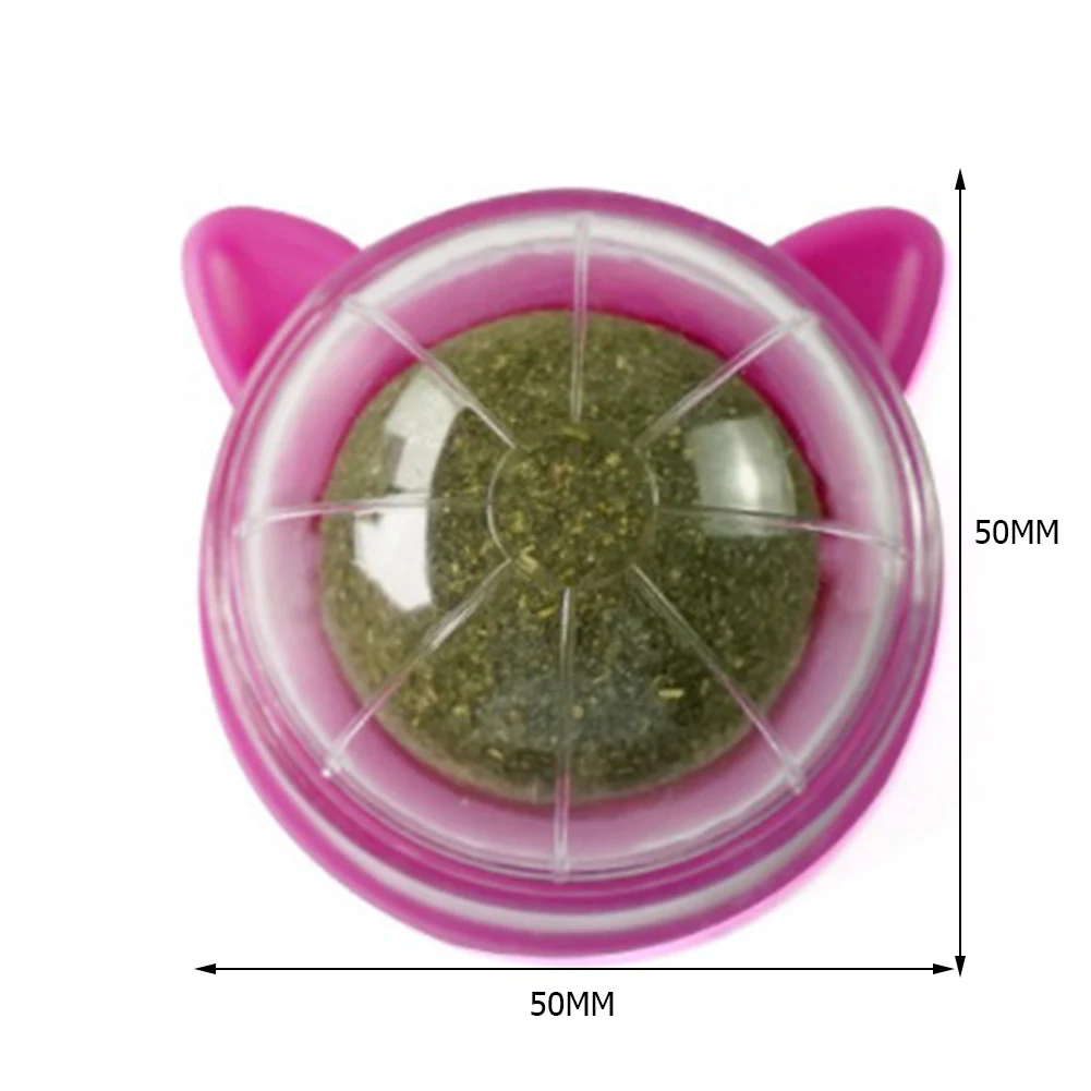 Rotatable Catnip Wall Ball Cat Treat Toys with Catnip Snack Licking Ball Kitten Pet Molar Edible Treating Cleaning Teeth Teasing 