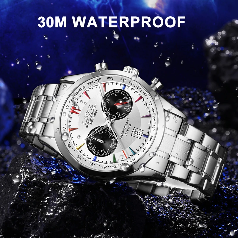 Man Watch LIGE Brand Luxury Casual Quartz Watch for Men Stainless Steel Band Business Fashion Waterproof Date Clock Reloj Hombre