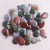 12pcs/lot New Fashion Blue Stripe Agate Natural Stone Mixed New Water Drop Necklade Pendants for DIY collar Jewelry Making Free 5