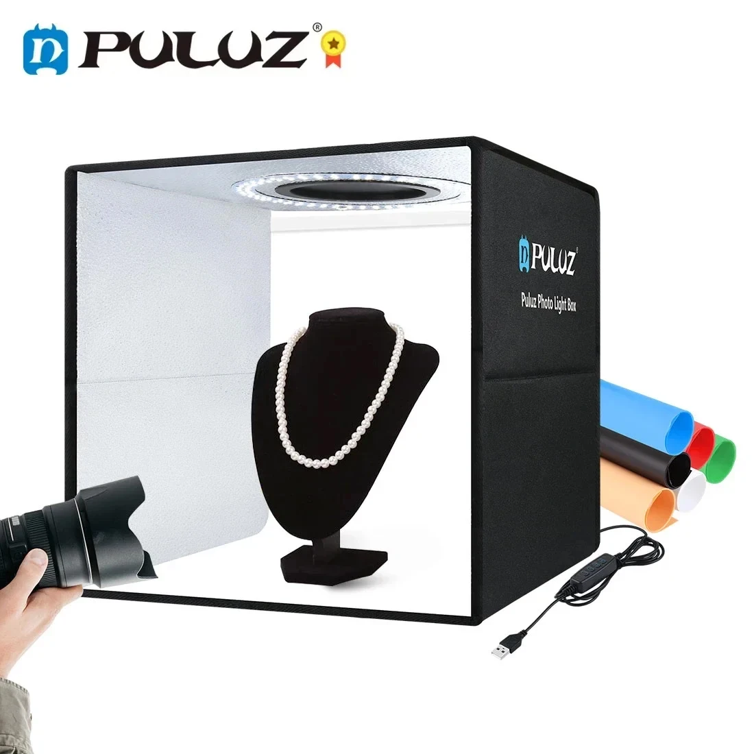 Puluz Photo Studio Box Folding Photography Lightbox Photo Shooting Tent Box Kit 6/12 Color Backdrop Photo Light Box Softbox Kit photo studio box photo studio light tent