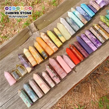 Natural Crystal Point Towers Healing Amethyst Rose Quartz Energy Ore Mineral Hexagonal Prisms Obelisk Wand Craft Home Decoration
